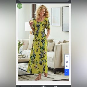 Soft Surroundings Maise Lemon Drop Maxi Dress. Size large.